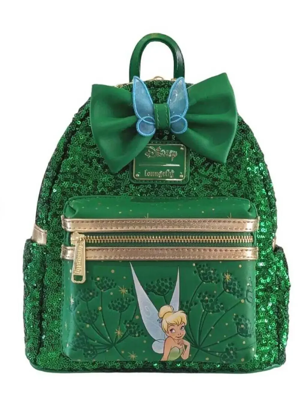 Loungefly Tinkerbell Emerald Green Sequin Backpack NWT